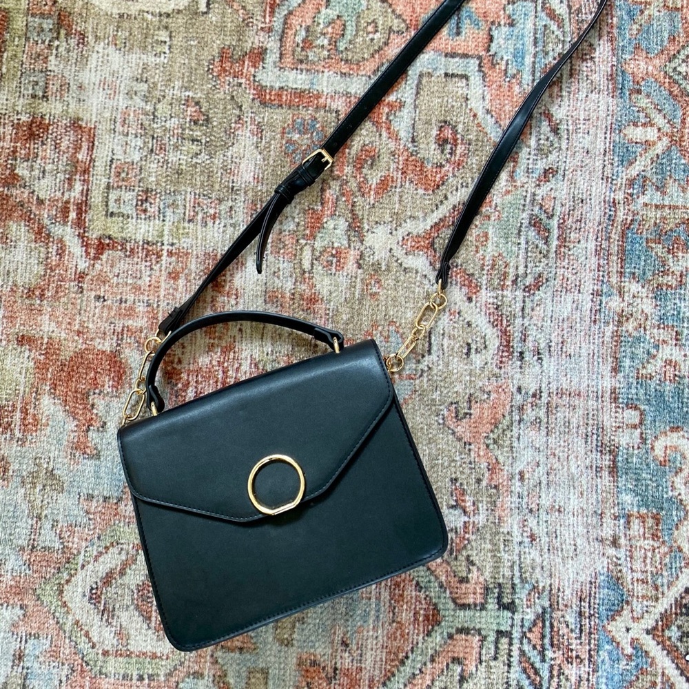 Vegan Leather Crossbody Bag with Top Handle